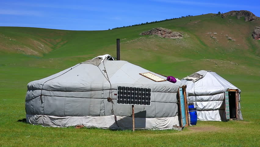 Mongolian Ger Camps With Solar Power, TV Satellite And Oxcart, Central ...