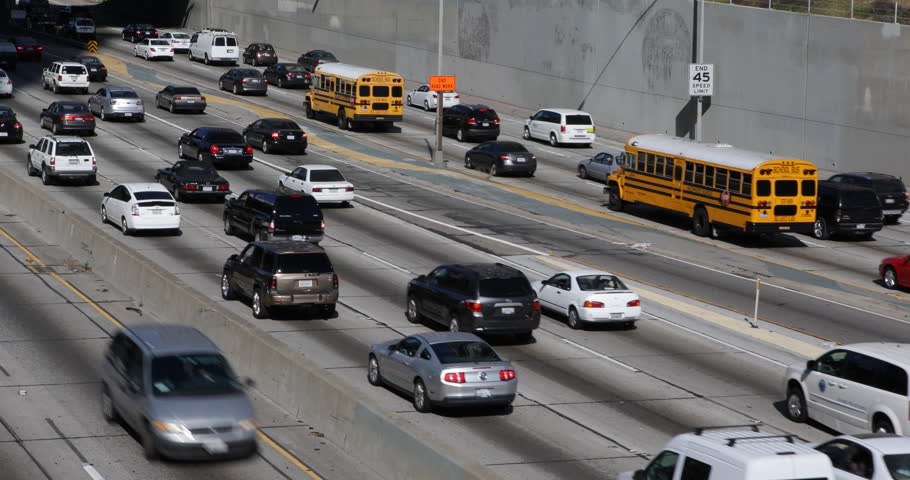 Rush Hour Traffic Jam Freeway Downtown Los Angeles LA Motorway Highway ...