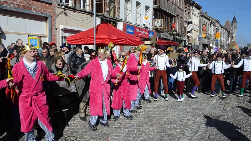 BINCHE, BELGIUM, 4 MARCH, 2014: People In Traditional Costumes Are ...