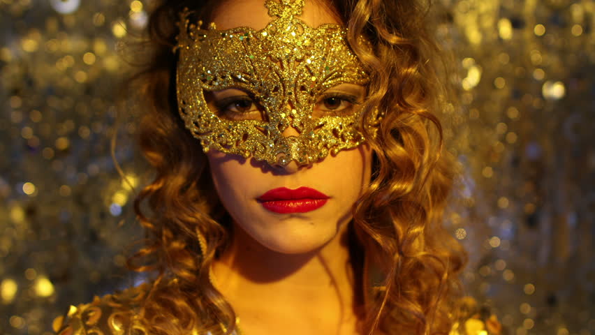 4k Stop Motion Of Beautiful Sexy Female With Venetian Carnival Mask ...