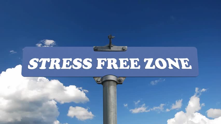 Stress Free Zone Road Sign With Time Lapse Cloud Background Stock ...