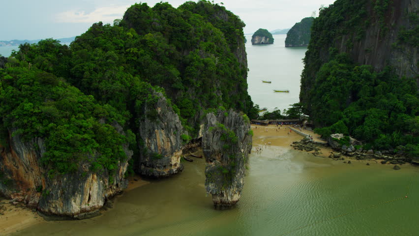 Aerial View Of James Bond Island, Khao Phing Kan Rich In Vegetation ...