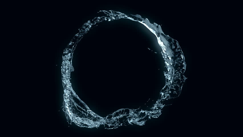 Water Circle Looping On Black (seamless Loop, Alpha Matte, Full Hd, Cg ...