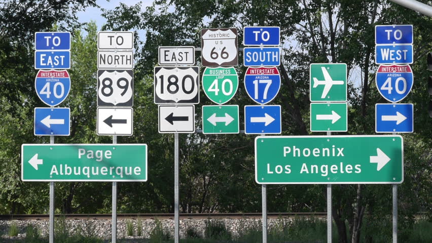 Highway Road Signs To Different Destinations In The Western United ...
