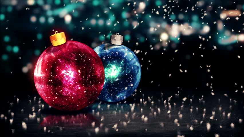 Baubles Christmas Night Bokeh Beautiful 3D Background Red Blue Loop ...