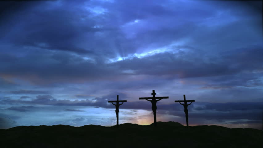 Dark Clouds Gather Above Jesus On A Cross A Thunder Storm With ...