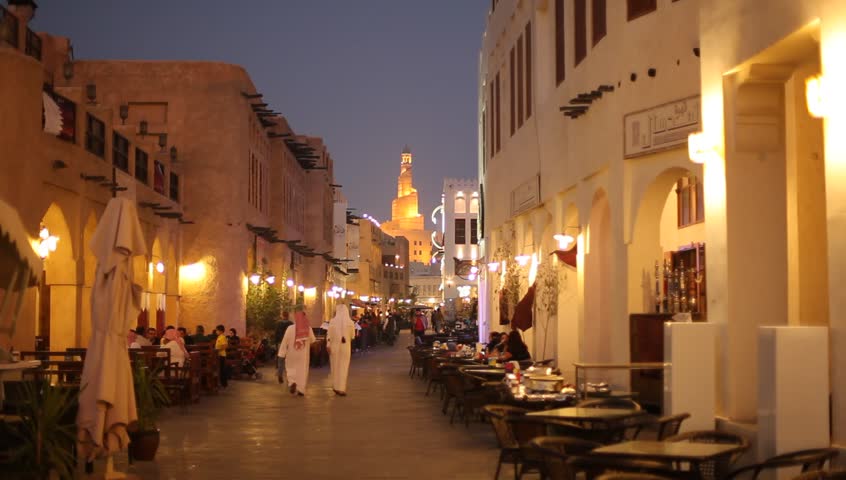 DOHA, QATAR - JAN 7: Street In The Souq Waqif At Night. January 7, 2012 ...