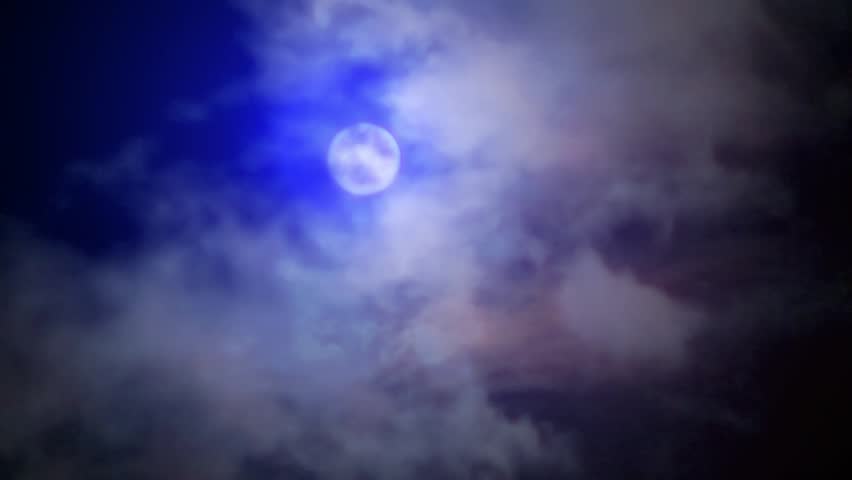 Full Moon At Cloudy Sky,night Flight Over Clouds,time Lapse. Gh2_07252 ...