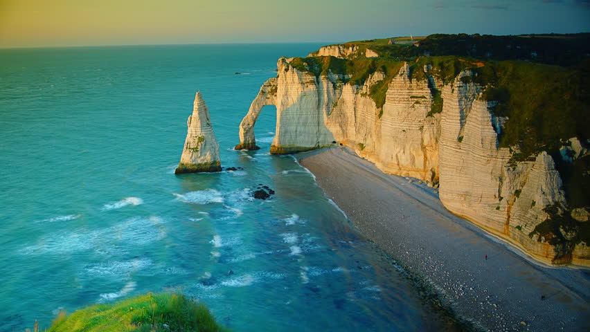 Chalk Cliffs At Cote D'Albatre. Etretat, France, Normandy, Time Lapse ...