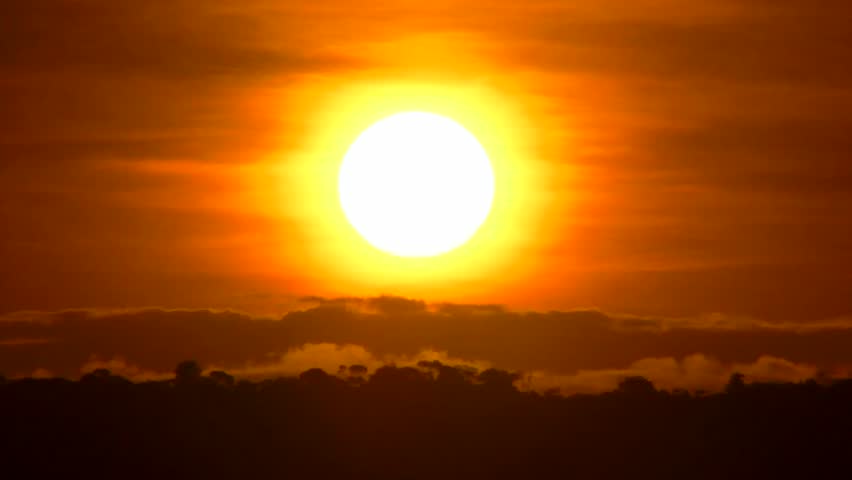 4K Scenic Sunrise Background Sun Rising. Close Up Telephoto Timelapse ...