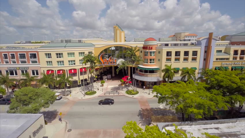 MIAMI - SEPTEMBER 17, 2014: Aerial Video Of Sunset Place Miami FL ...