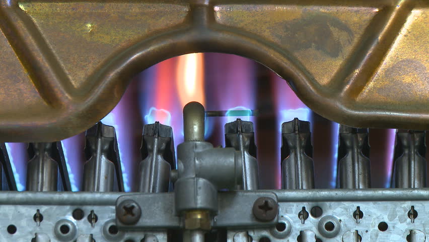 Blue Flames Of A Gas Burner Inside Of A Boiler Stock Footage Video ...