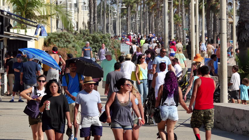 Los Angeles California - Circa October 2014 Time Lapse Of Crowds On ...