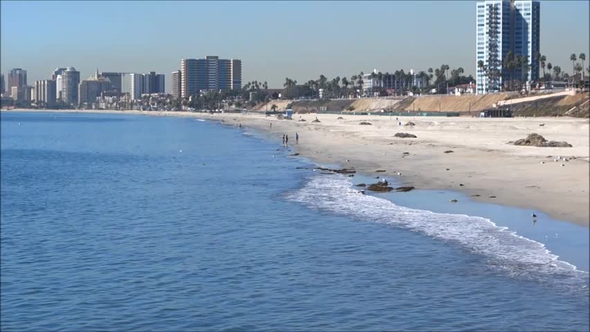 The Pacific Ocean And Beach On A Hot Summer Day In Long Beach, CA ...