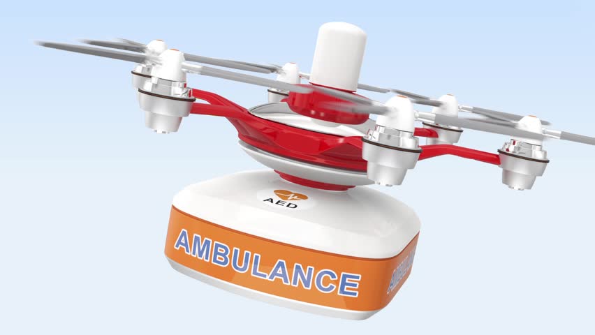 Drone Carrying First Aid Kit For Emergency Medical Care Concept Stock ...