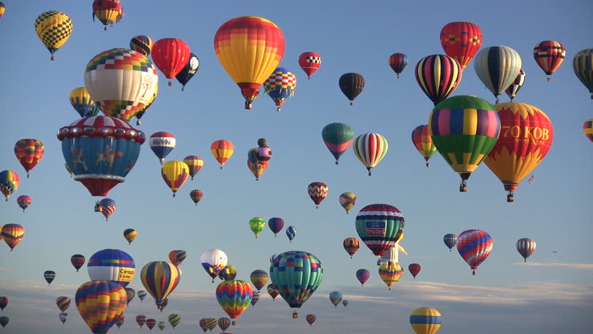 Hot Air Balloons Flying At The 2007 Albuquerque International Balloon ...