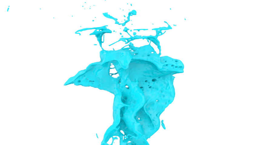 Close-up View Of Turquoise Paint Splash In Slow Motion, Isolated On ...