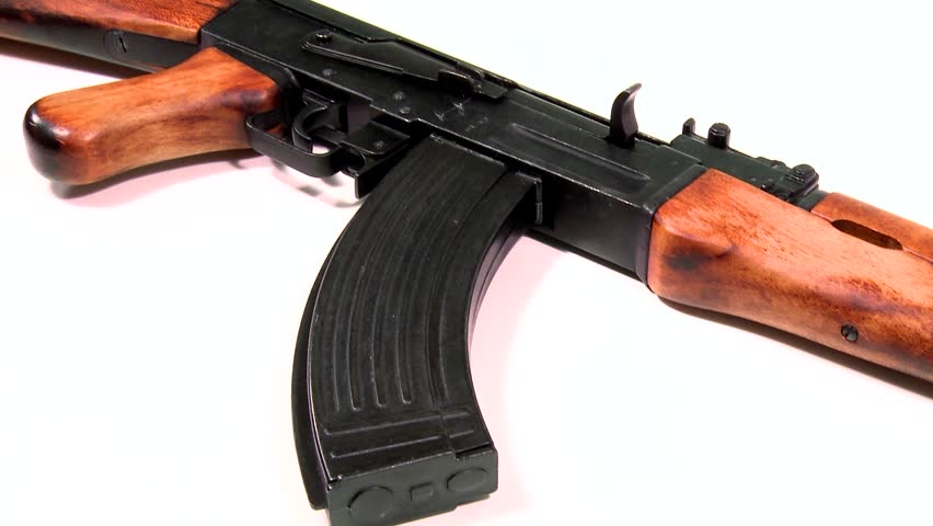 AK 47 Kalashnikov 1947, Beauty-shot Close-up On White Background With A ...