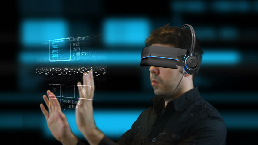 Virtual Reality Headset, Matrix Or VR System Stock Footage Video ...