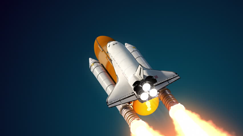 Space Shuttle Solid Rocket Boosters Separation. 3D Animation. Stock ...