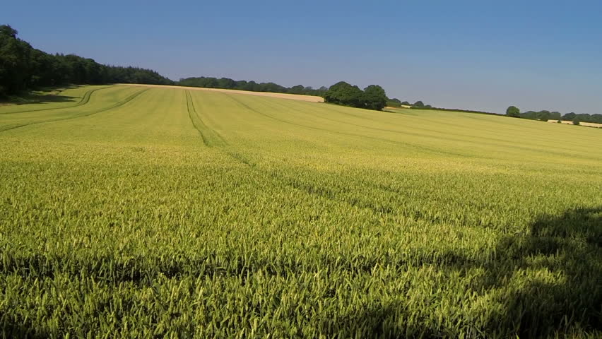 Aerial View Of UK Countryside And Farmland In Summer. High Above Green ...