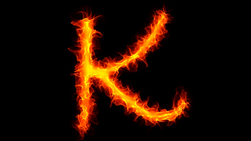 Burning Letter K Graffiti Isolated On Black With Matte Stock Footage ...