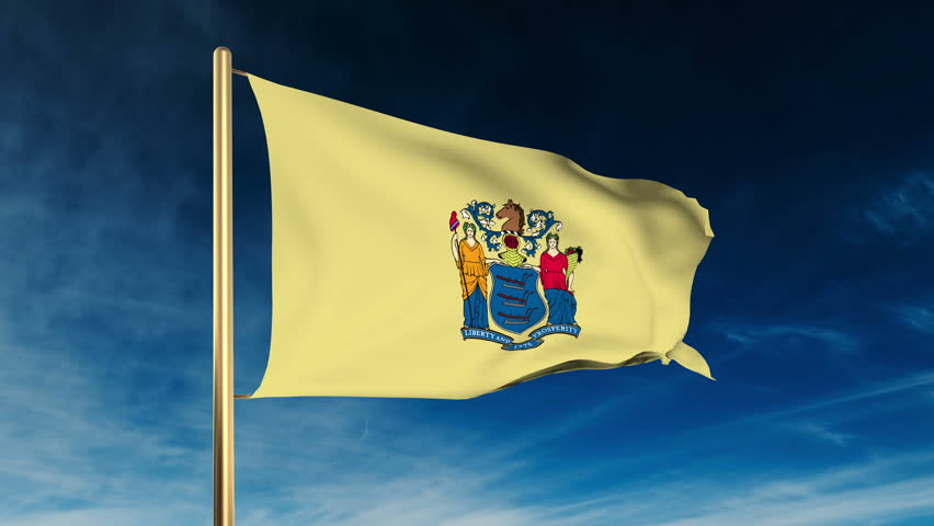 New Jersey Flag Slider Style. Waving In The Win With Cloud Background ...