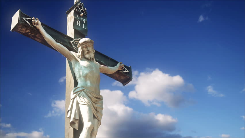 Crucifixion Statue With Time Lapse Clouds In Background, 1920x1080 Full ...