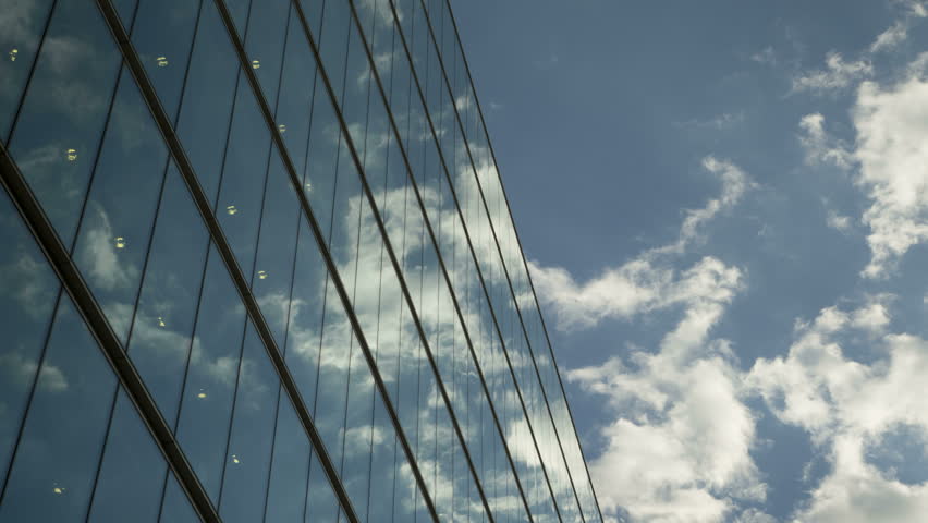 Clouds Reflecting On Office Building Windows - Time Lapse Stock Footage ...